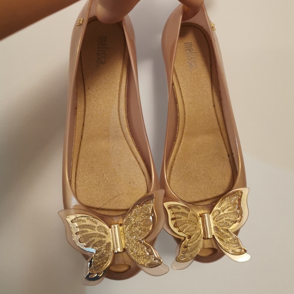 Gold Butterfly Melissa Jelly Flats